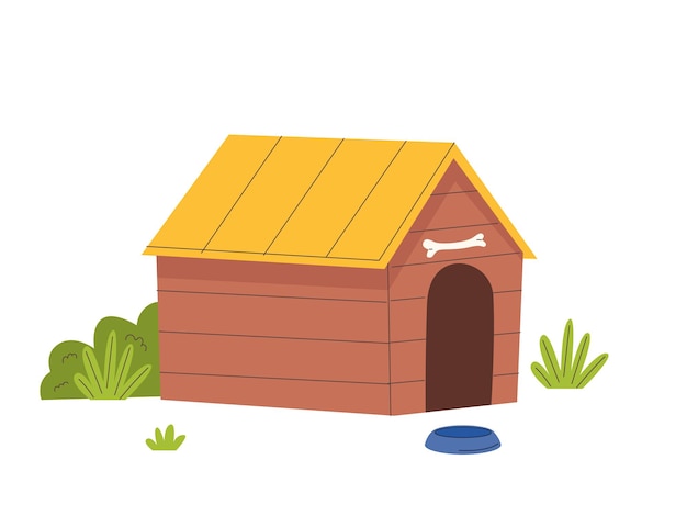 Wooden dog house dog kennel with bowl