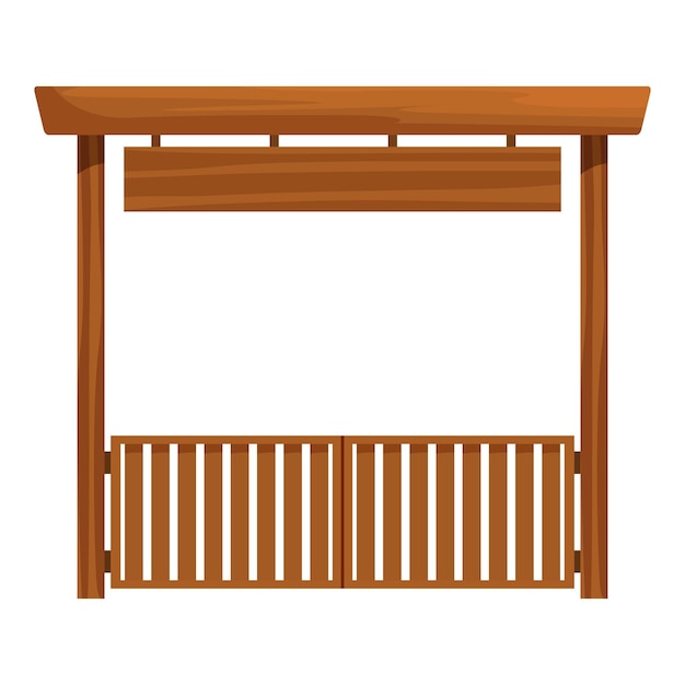 Wooden gate entrance with blank sign hanging displaying message