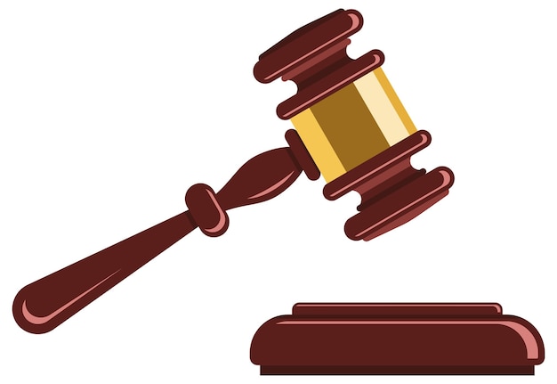 Wooden gavel judge or auctioneer concept auction justice isolated vector illustration