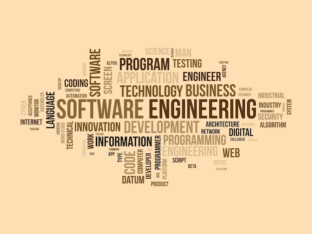 word cloud background concept for software engineering computer programming system cloud technology development of application management vector illustration