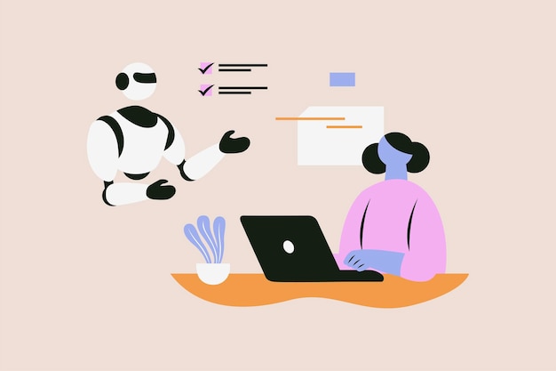 work with artificial intelligence vector illustration