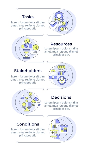 Workflow organization key elements infographic vertical sequence