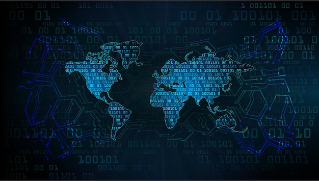 world binary circuit board future technology blue hud cyber security concept background