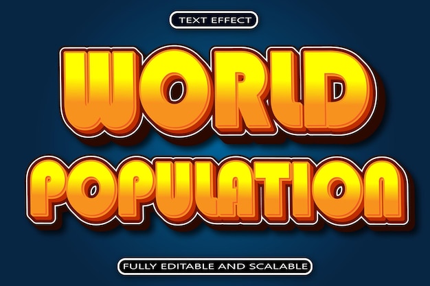World Population Day Editable Text Effect 3 Dimension Emboss Modern Style