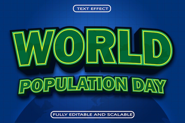 World Population Day Editable Text Effect 3 Dimension Emboss Neon Style