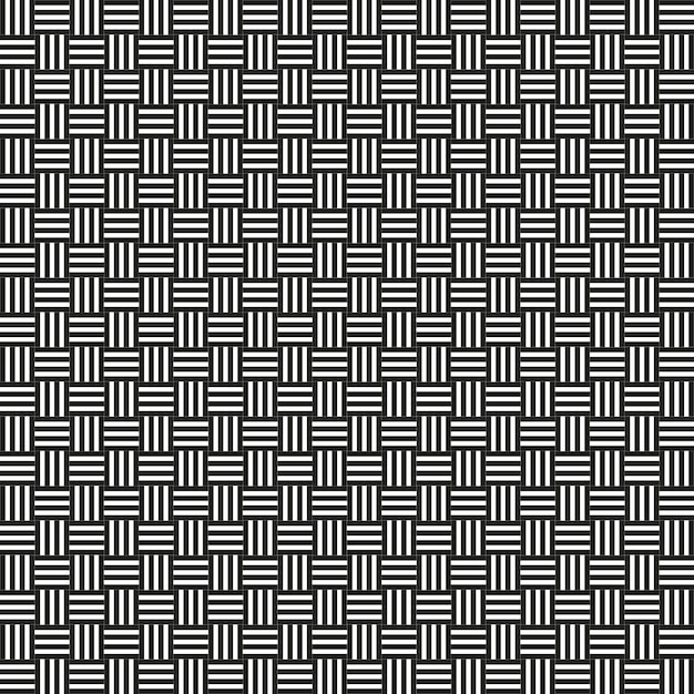 Woven texture pattern Black geometric background Interlaced square design Vector seamless grid