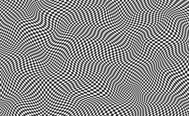 Y2k design for banner Warped background with geometric graphic Abstract chess square surface