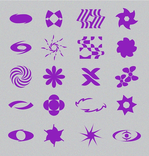 y2k retro abstract bundling shape asset vector icon ornament