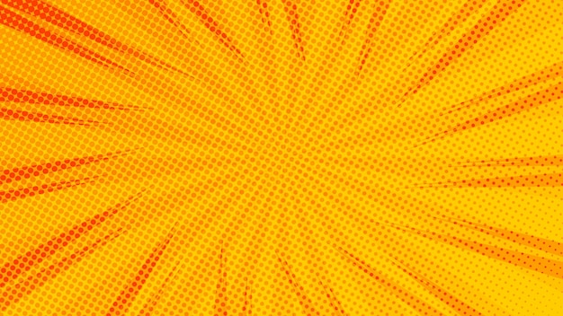 Yellow and orange pop art retro comic background with halftone style