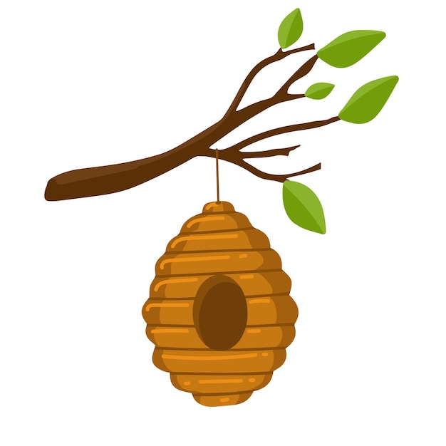 Yellow bee hive on a white background Bee hive isolate Stock Vector illustration of bee house