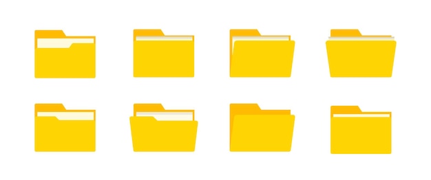 Yellow Document Folder Vector Icon set Mail symbol Computer Graphic design in Flat style