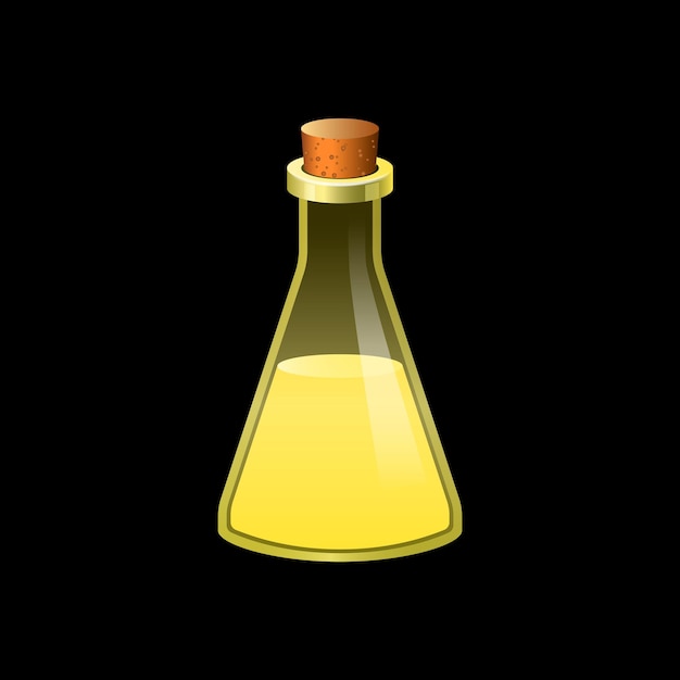 Yellow flask icon Cartoon of yellow flask vector icon for web design isolated on white background