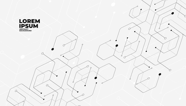 Yellow geometric hexagon lines and dots connection banner template