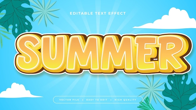Yellow green and blue summer 3d editable text effect font style