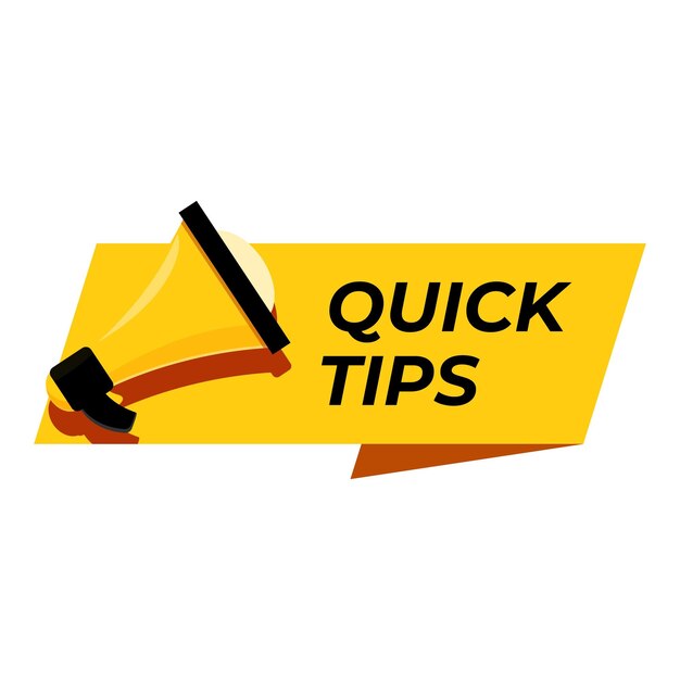 Yellow megaphone announcing quick tips on banner