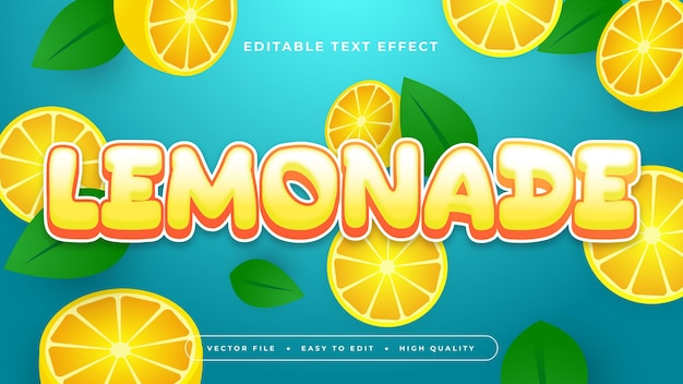 Yellow orange and green lemonade 3d editable text effect font style