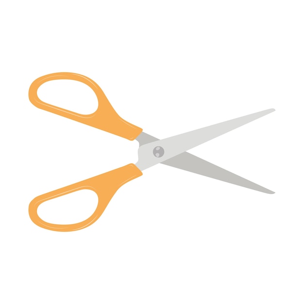 Yellow scissors isolated on white background