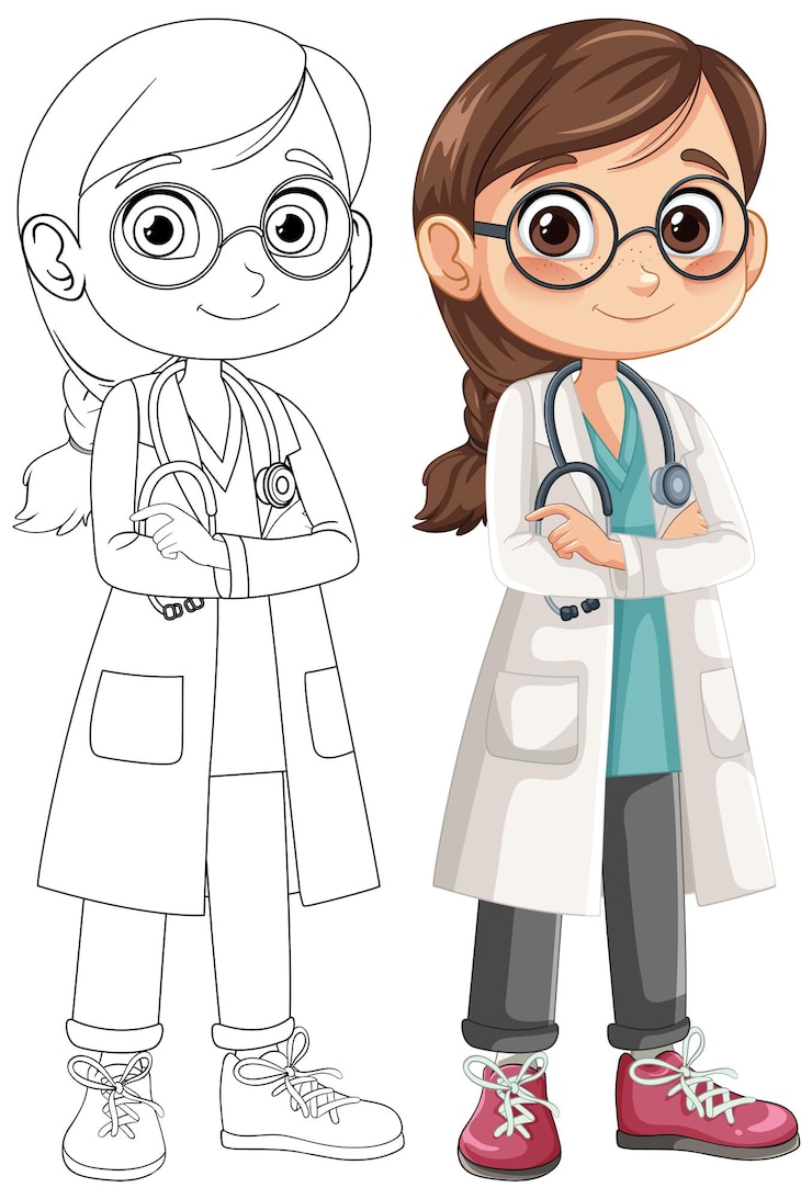 Vektor young female doctor illustration