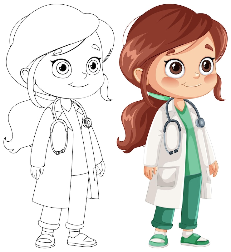 Vektor young girl doctor illustration
