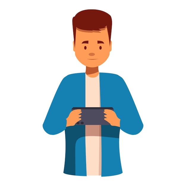 Young man holding smartphone playing mobile game
