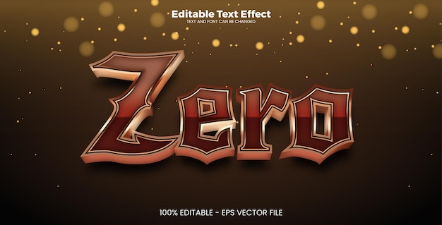 Zero editable text effect in modern trend style