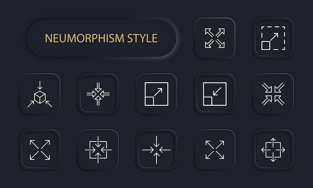 Zoom in and out arrows set icon Window control button player maximize minimize cube scale viewer Technology concept Neomorphism style Vector line icon for Business and Advertising