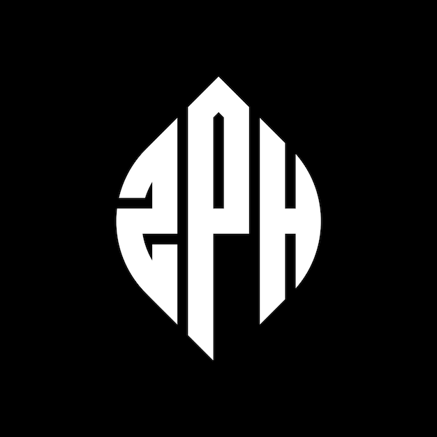 ZPH circle letter logo design with circle and ellipse shape ZPH ellipse letters with typographic style The three initials form a circle logo ZPH Circle Emblem Abstract Monogram Letter Mark Vector