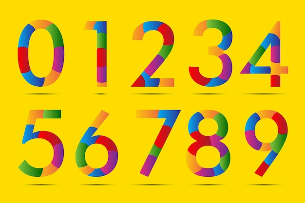 0 to 9 numbers birthday letter logo designs with balloons and cartoonish type for wish a girl or boy
