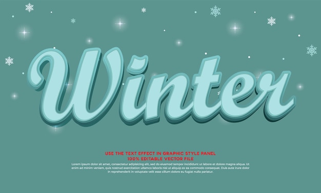 04 winter 3d text effect with cold ice theme typography template for winter event