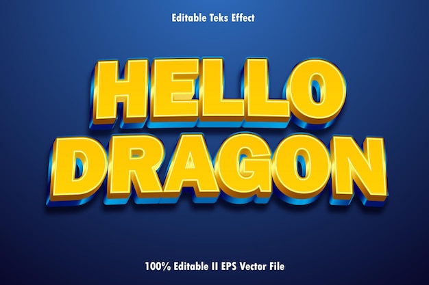 1 Hello Dragon Editable Text Effect 3d Emboss Gradient Style