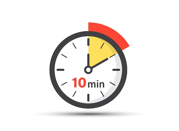 10 minutes on stopwatch icon in flat style clock face timer vector illustration on isolated background countdown sign business concept
