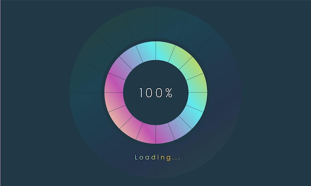 100 percent loading user interface A Futuristic loading icon colorful loading tap menu UI