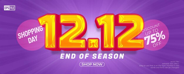 1212 end of season banner with 3d style editable text effect