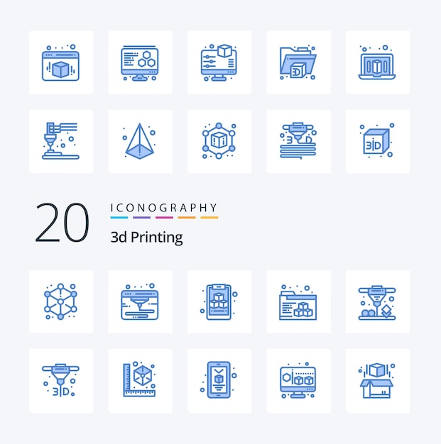 20 3d Printing Blue Color icon Pack like direct laser sintering cube direct folder
