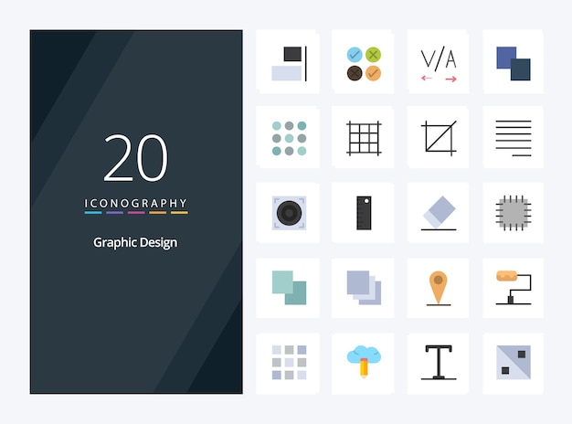 20 Design Flat Color icon for presentation Vector icons illustration