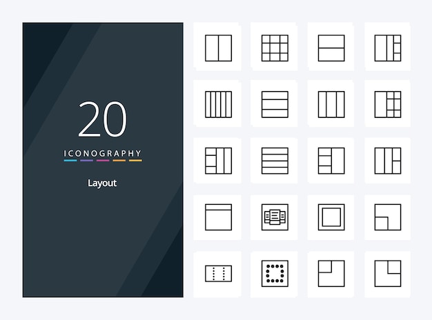 20 Layout Outline icon for presentation Vector Line icons illustration
