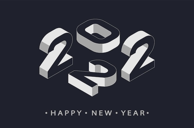 2022 3d numbers. Happy New Year celebration for flyers, posters, business decoration sign, brochure, card, banner, postcard. Vector illustration.