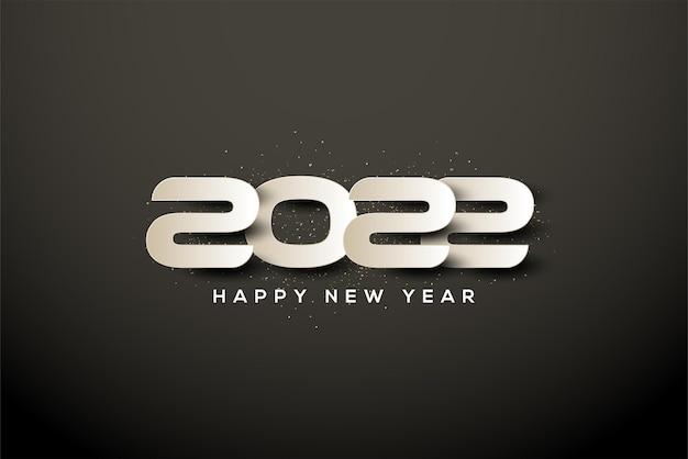2022 happy new year with white numbers stacked