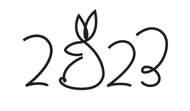 2023 greeting banner black line style