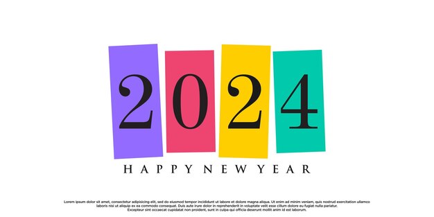 2024 happy new year logo design premium vector