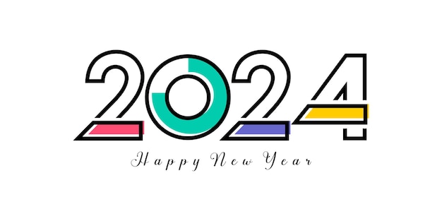 2024 happy new year logo text design 2024 number design template vector illustration