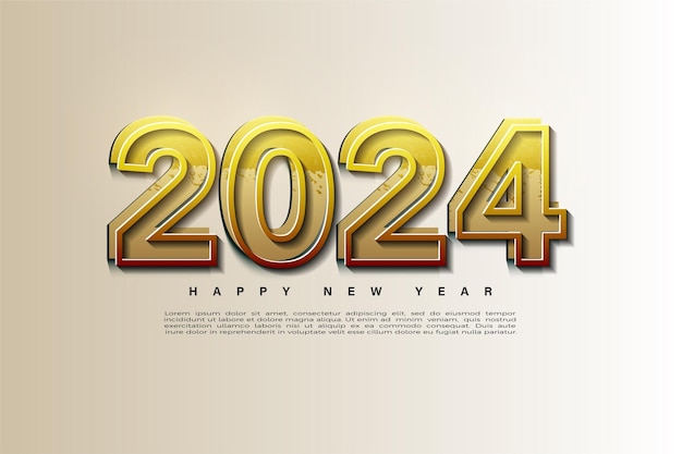 2024 new year with illustration of a double number in front of the number 2024 new year celebration
