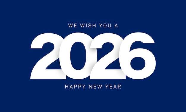 2026 new year design with pure white numbers overlapping with their shadows