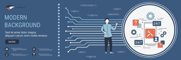 24hour service online support concept