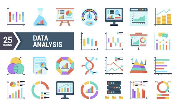 25 Colorful Data Analysis Icons for Your Next Project