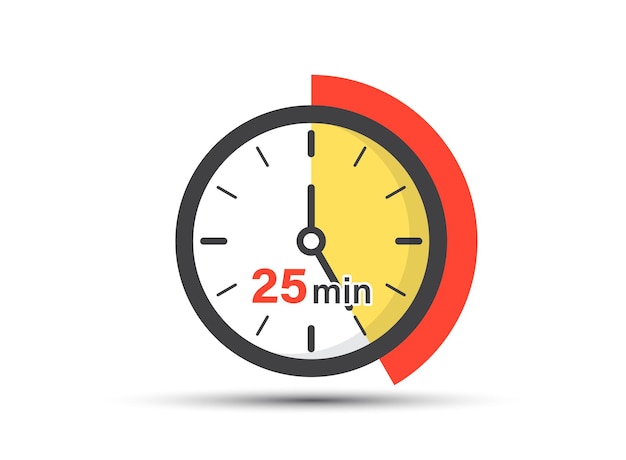 25 minutes on stopwatch icon in flat style clock face timer vector illustration on isolated background countdown sign business concept