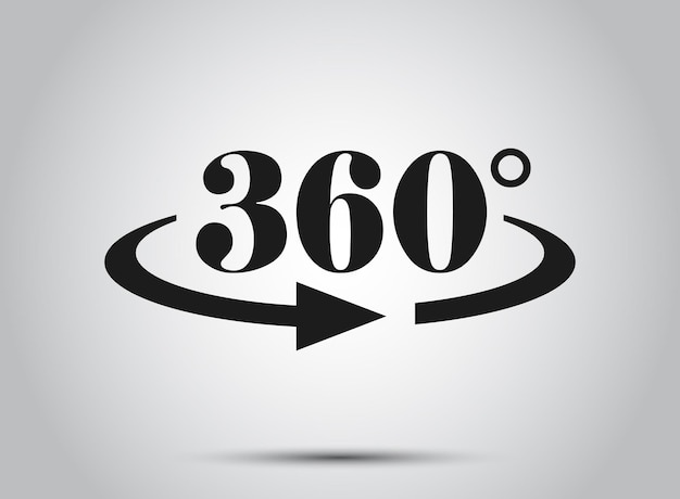 360 degrees icon in flat style rotate symbol vector illustration on isolated background angle view sign business concept