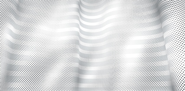3D abstract monochrome background with dots texture and lines vector design, technology theme, dimensional dotted flow in perspective, big data, nanotechnology.