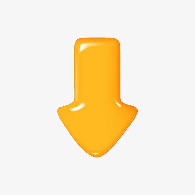 3d arrow pointing down yellow color vector illustration