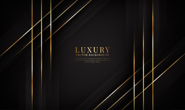 3d black luxury abstract background overlap layer with golden lines effect style concept